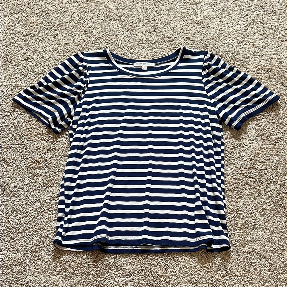 Green Envelope Navy Blue and White Short Sleeve Tee
